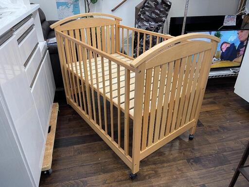 ★【ミキハウス】ベビーベッド 木製 美品