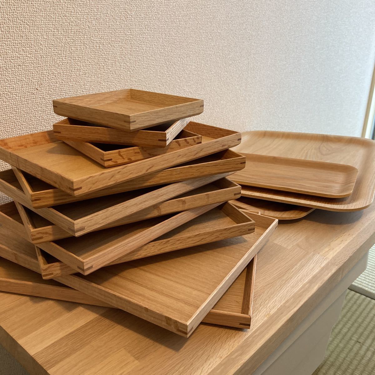 【１円〜】展示品未使用 #廃盤 #2万円相当 #大量まとめ売り 無印良品 MUJI 木製角型トレー 無垢材 タモ お盆 食器 カフェ 飲食店 深澤直人