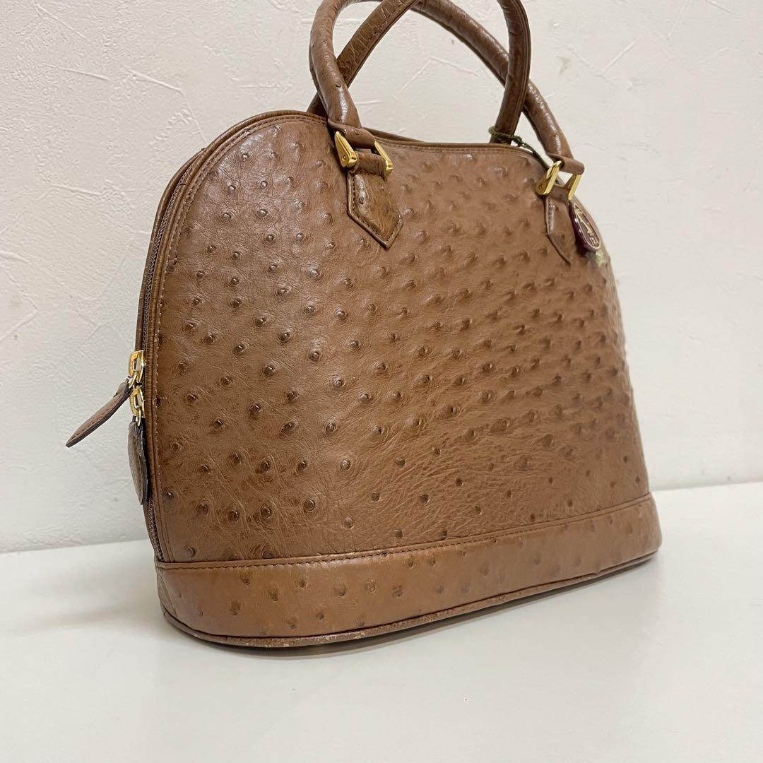 ★秋色★ オーストリッチ ハンドバッグ 美品