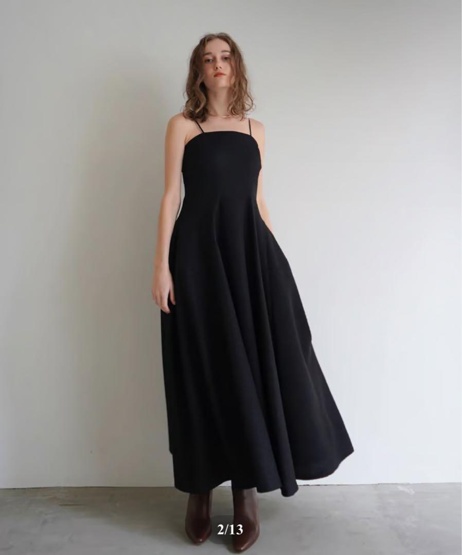 【acka】 lame camisole dress ブラック
