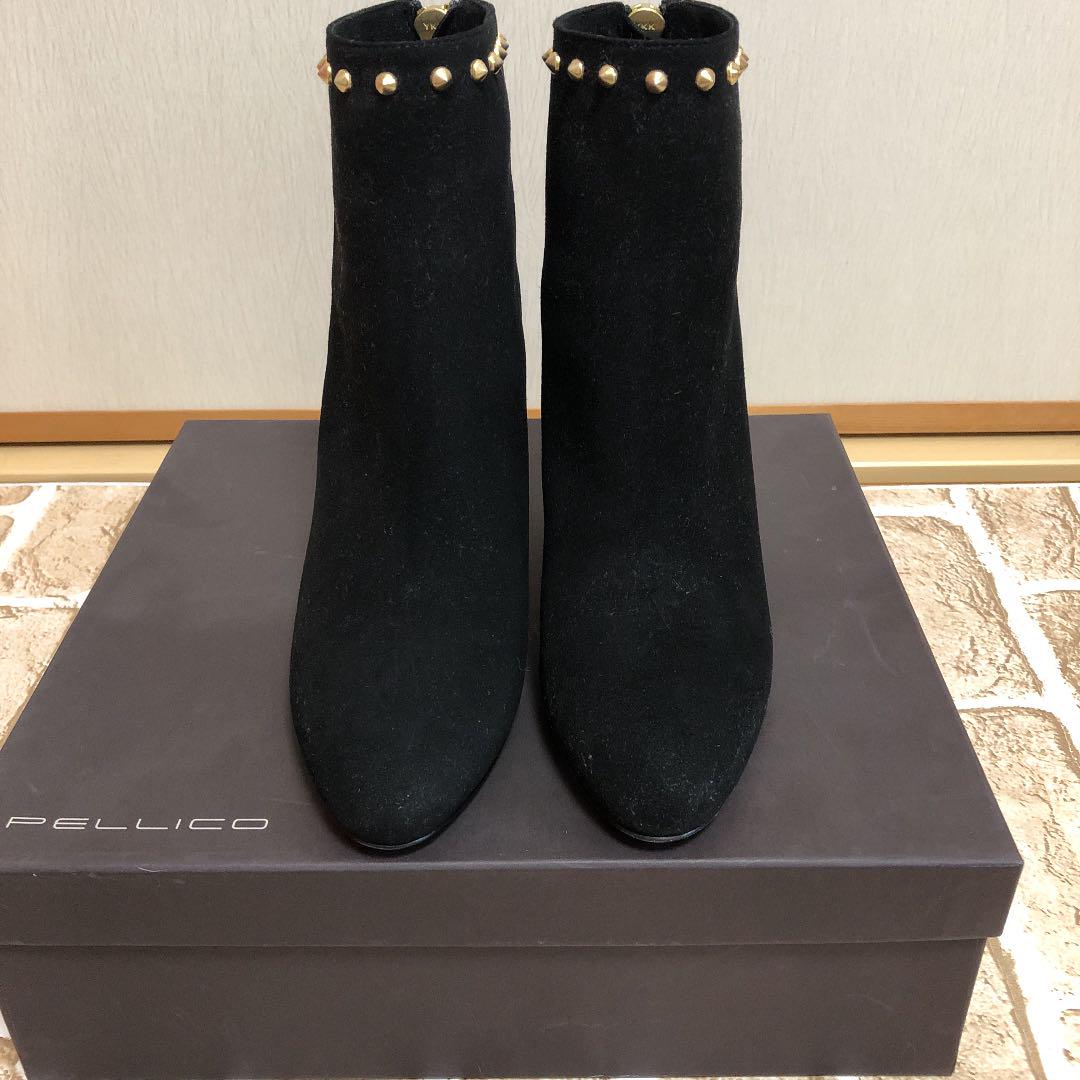 新品☆PELLICO☆ペリーコ ゴールドスタッズ ショートブーツブラックスエード