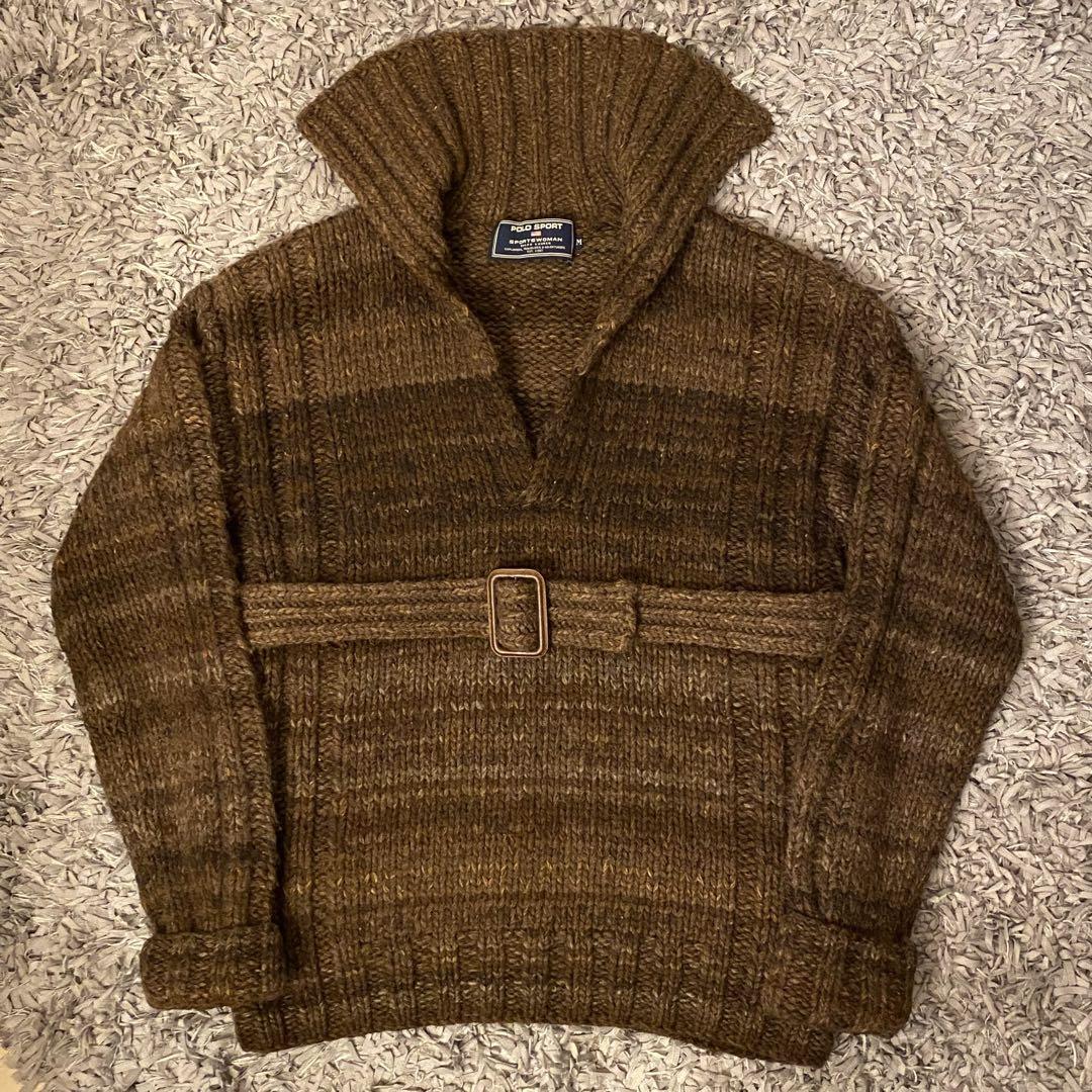 【vintage】POLO SPORT セーラーカラーニット セーター M 茶