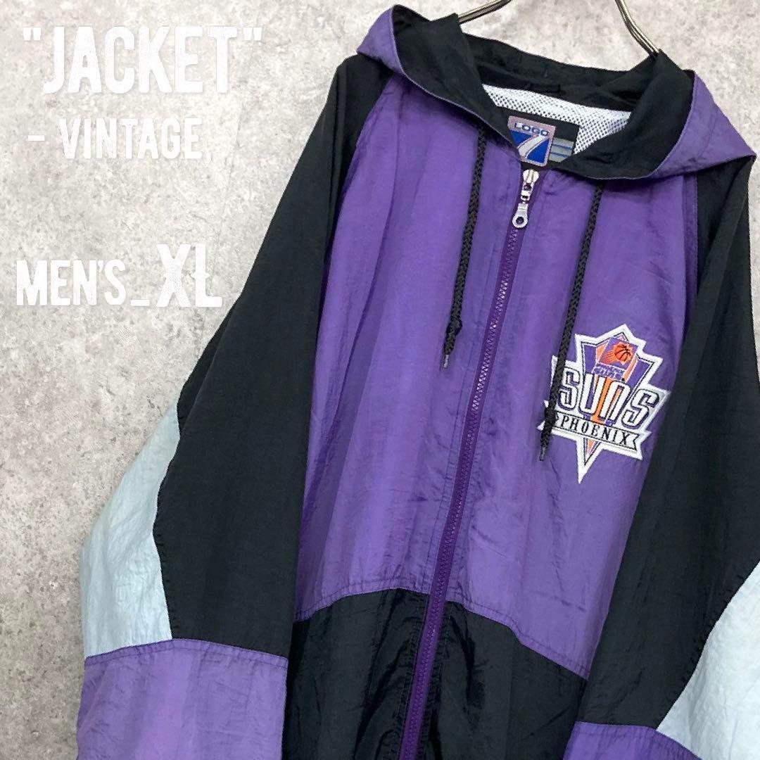 レア○90s《LOGO7》NBAサンズ 刺繍ナイロンジャケット/メンズXL
