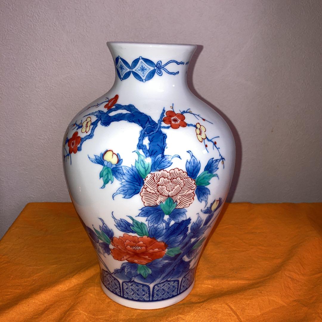 色鍋島　花瓶　古美術　★
