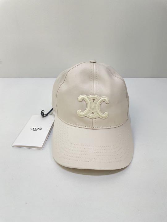celine セリーヌ　キャップ　トリオンフ　ロゴ　クリーム　ベージュ