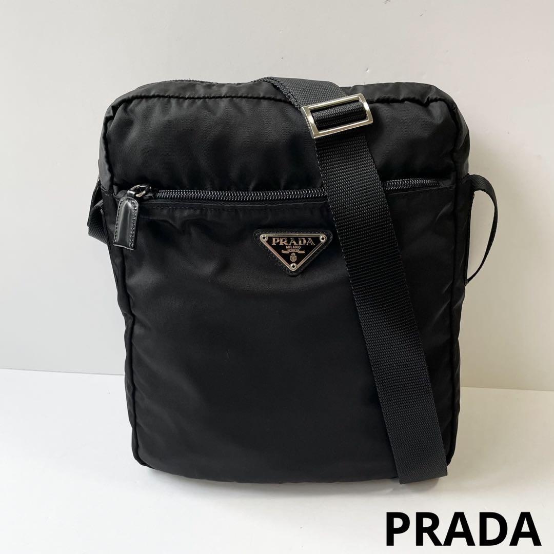 極美品〜美品✨プラダ ショルダーバッグ クロスボディ ナイロン×レザー スクエア