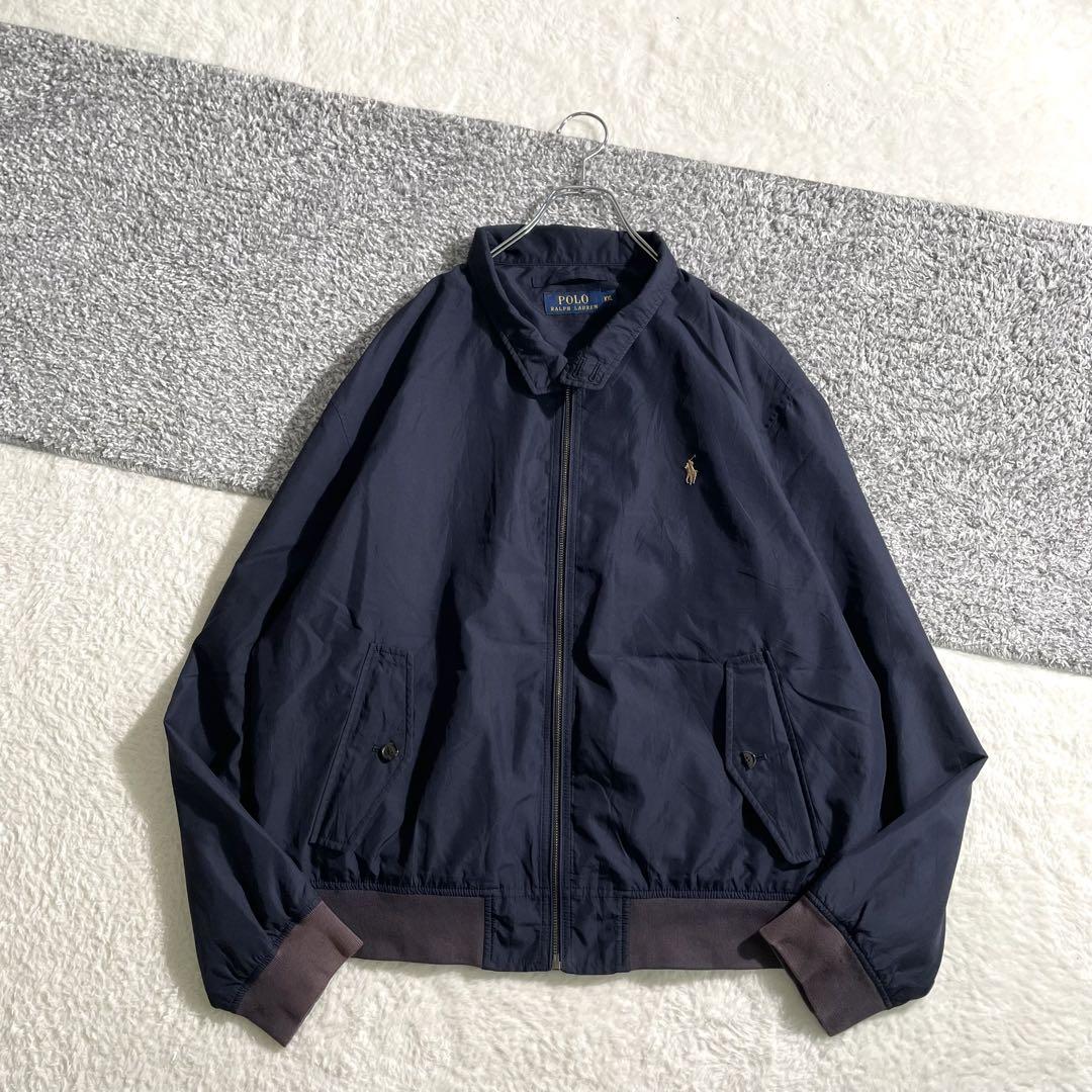 ポロラルフローレン　ドリズラージャケット　リブ袖　ネイビー　XL　内ポケット付